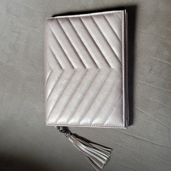 Neiman Marcus Faux Leather Metallic Clutch - Picture 1 of 5